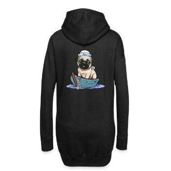 maritime, marin, carlin, chien, marin, bateau - Sweat-shirt à capuche long Femme - noir - Dos