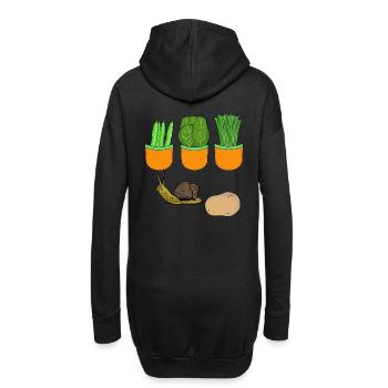 Schnecke Garten Gärtner Gemüse Bohnen Spinat Lauch - Hoodie-Kleid - Schwarz - Hinten