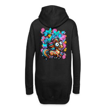 Pferd Pferde Frühling Blumen Insekten Kinder - Hoodie-Kleid - Schwarz - Hinten