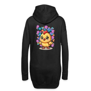 Frühling Küken Kind Kinder Retro 80er Vintage - Hoodie-Kleid - Schwarz - Hinten