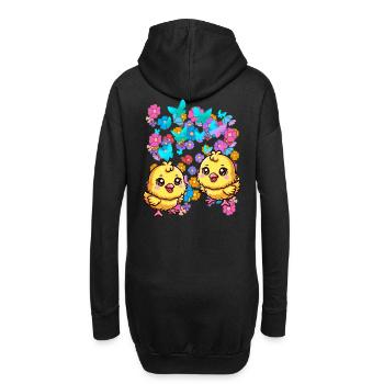 Joyeuses Pâques Fleurs poussin Enfant Enfants Bébé Fleur - Sweat-shirt à capuche long Femme - noir - Dos