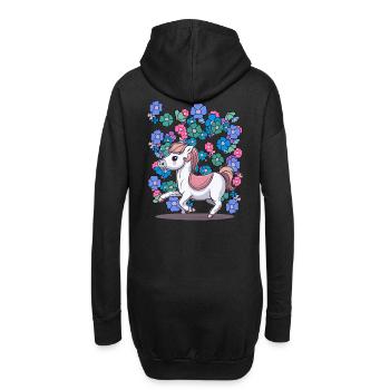 Bébé Poney Cheval Chevaux Enfants Enfant Fleurs - Sweat-shirt à capuche long Femme - noir - Dos