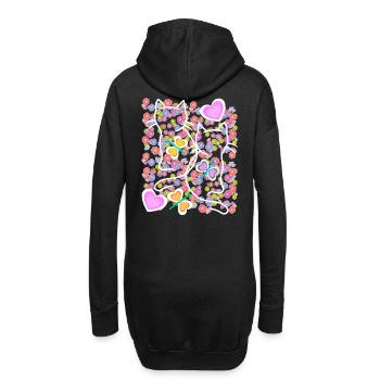 Printemps Été Chats Chat Papillons - Sweat-shirt à capuche long Femme - noir - Dos