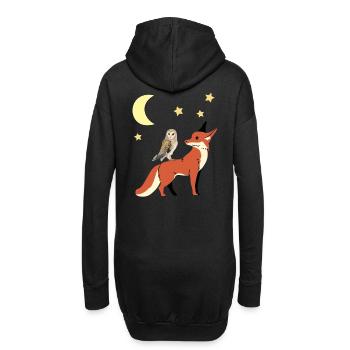 Eule Fuchs Guten Nacht Kinder Kind Baby - Hoodie-Kleid - Schwarz - Hinten