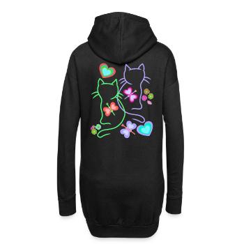 Chats, Chat, Pâques, Printemps, Rétro, Années 80, Années 90, Enfant - Sweat-shirt à capuche long Femme - noir - Dos
