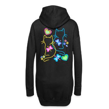 Chat Chats Printemps Chaton Enfants Rétro Années 80 - Sweat-shirt à capuche long Femme - noir - Dos