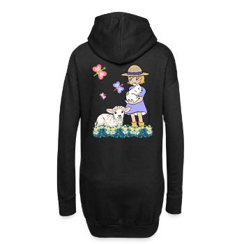 Kinder Kind Mädchen Schaf Schafe Lamm Ostern - Hoodie-Kleid - Schwarz - Hinten