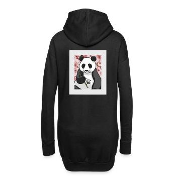 Asien China Panda Bär Bären Kinder Kind - Hoodie-Kleid - Schwarz - Hinten
