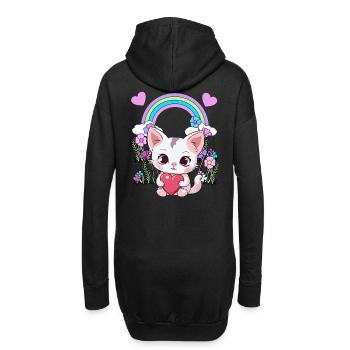 Arc-en-ciel Chaton Chat Chats Enfants Enfant Bébé - Sweat-shirt à capuche long Femme - noir - Dos