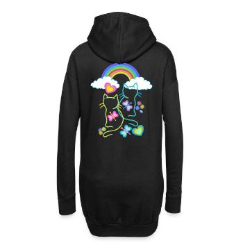 Arc-en-ciel Printemps Été Chats Chat Enfants - Sweat-shirt à capuche long Femme - noir - Dos