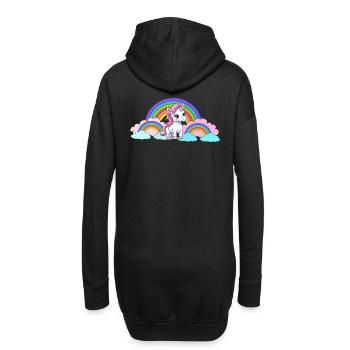 Regenbogen Einhorn Einhörner Pferd Pferde Kinder - Hoodie-Kleid - Schwarz - Hinten