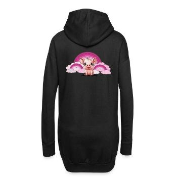 Regenbogen Ferkel Schwein himmlisch Wolken - Hoodie-Kleid - Schwarz - Hinten
