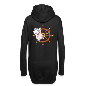 maritime, chat, chats, voile, Moin, enfants, enfant - Sweat-shirt à capuche long Femme - noir - Dos