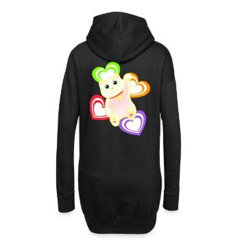 Katze Katzen Herz Herzen - Hoodie-Kleid - Schwarz - Hinten