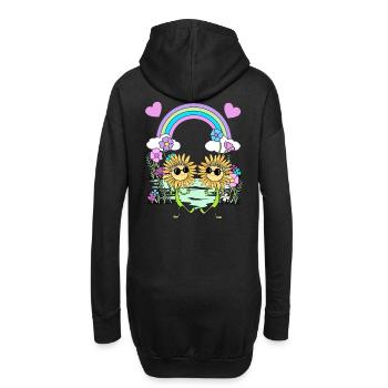 Arc-en-ciel Hippie Tournesols Enfants - Sweat-shirt à capuche long Femme - noir - Dos