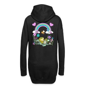 Frosch Frösche Kinder Kind - Hoodie-Kleid - Schwarz - Hinten