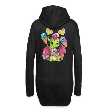 Eis Eiskreme Eiscrem Kinder Kind Drache Drachen - Hoodie-Kleid - Schwarz - Hinten