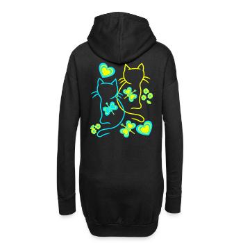 Retro Katzen Katze Vintage 80er 90er - Hoodie-Kleid - Schwarz - Hinten