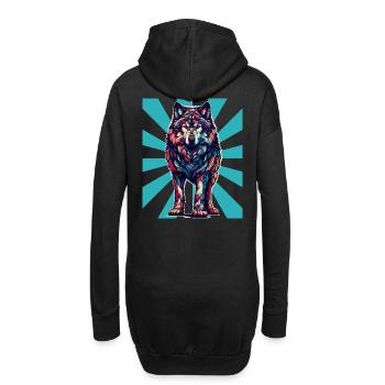 Retro Vintage Wolf Tattoo Wölfe - Hoodie-Kleid - Schwarz - Hinten