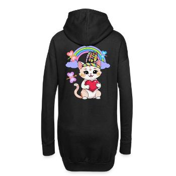 Chats Chat Enfants Enfant Coeur Coeurs - Sweat-shirt à capuche long Femme - noir - Dos