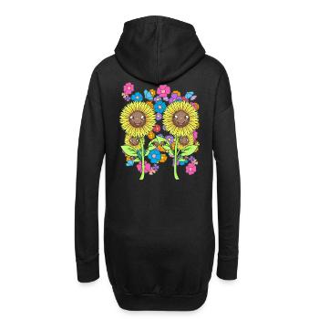 Sommer Blumen Blume Marienkäfer Sonnenblume - Hoodie-Kleid - Schwarz - Hinten