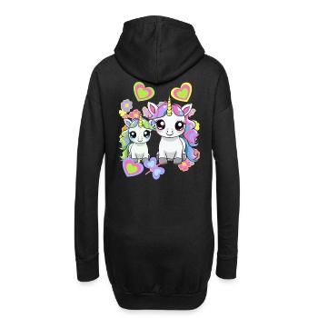 Licorne Licornes Enfant Enfants Bébé Anniversaire - Sweat-shirt à capuche long Femme - noir - Dos