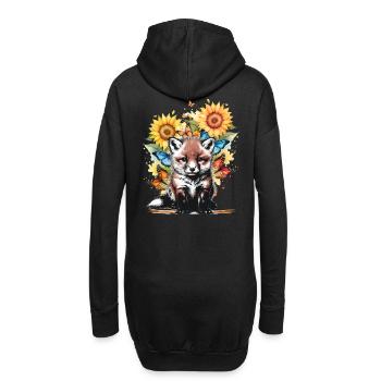 Renard Renards Nature Fleurs Enfant - Sweat-shirt à capuche long Femme - noir - Dos