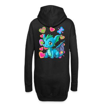 Baby Drache Drachen Kind Kinder - Hoodie-Kleid - Schwarz - Hinten