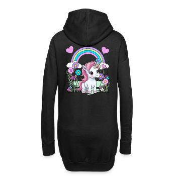 Einhorn Einhörner Fabelwesen Fabeltiere Kind - Hoodie-Kleid - Schwarz - Hinten