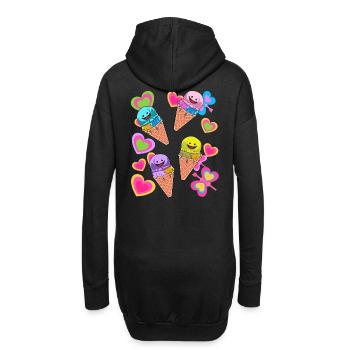 Eis Eiskreme Sommer Kind Kinder - Hoodie-Kleid - Schwarz - Hinten