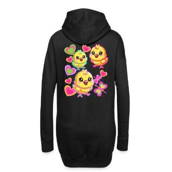 poussin rétro vintage des années 80 des années 90 poulet enfants bébé - Sweat-shirt à capuche long Femme - noir - Dos