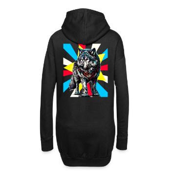 Tatouage rétro loup loups husky chien chiens - Sweat-shirt à capuche long Femme - noir - Dos
