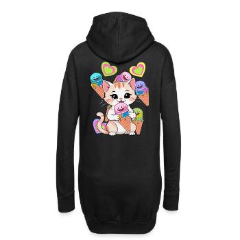 Chat Chats Glace Crème Enfants Enfant Bébé Bambins - Sweat-shirt à capuche long Femme - noir - Dos