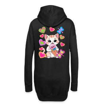Chats Chat Glace Crème Enfants Enfant Rétro Années 80 - Sweat-shirt à capuche long Femme - noir - Dos