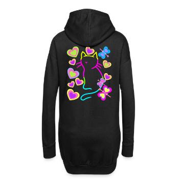 Retro Regenbogen Katze Katzen Kätzchen Kinder Baby - Hoodie-Kleid - Schwarz - Hinten
