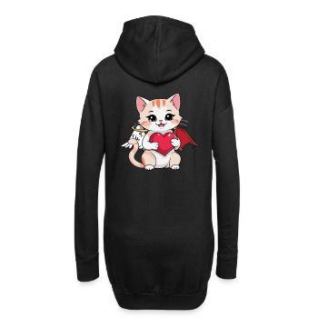 Chat Chats Ange Diable Occulte Spirituel - Sweat-shirt à capuche long Femme - noir - Dos