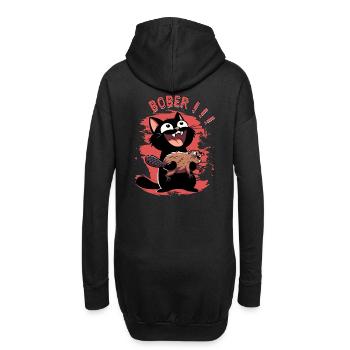 Hyper-Katze ruft „Bober!!!“ – Tierischer Ausraster - Hoodie-Kleid - Schwarz - Hinten