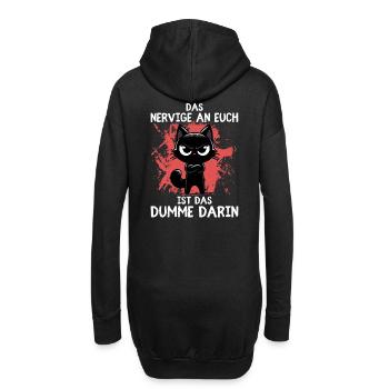 Wütende schwarze Katze – Sag’s ohne Worte - Hoodie-Kleid - Schwarz - Hinten
