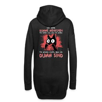 Ich sehe dumme Menschen – Katze weiß Bescheid - Hoodie-Kleid - Schwarz - Hinten