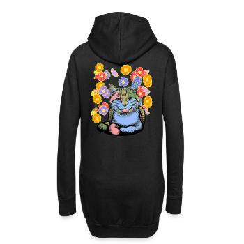 Chat Chats Chat domestique Fleurs Enfants Enfant - Sweat-shirt à capuche long Femme - noir - Dos