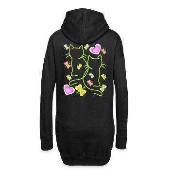Enfants Enfant Printemps Chats Chat Chaton - Sweat-shirt à capuche long Femme - noir - Dos