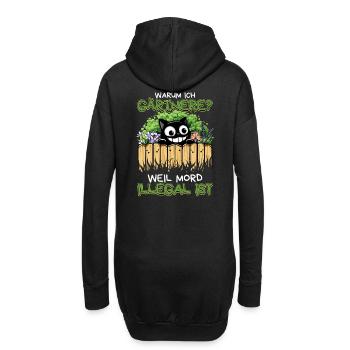 Gärtnern statt Mord – Schwarzer Humor mit Katze - Hoodie-Kleid - Schwarz - Hinten