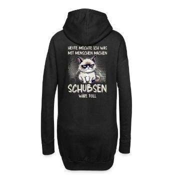 Menschen schubsen - Süße Grump Style Katze - Hoodie-Kleid - Schwarz - Hinten