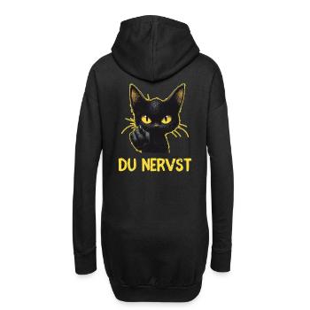 Witzige schwarze Katze sagt: Du nervst - Hoodie-Kleid - Schwarz - Hinten