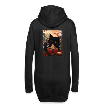 Schwarze Ramen-Katze – asiatisch und absurd - Hoodie-Kleid - Schwarz - Hinten