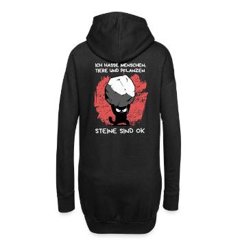 Ich hasse Menschen, Tiere und Pflanzen - Katze - Hoodie-Kleid - Schwarz - Hinten