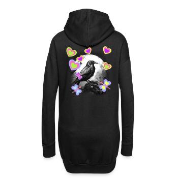 Nature Mystique Printemps Oiseau Corbeau Corbeau Enfants - Sweat-shirt à capuche long Femme - noir - Dos