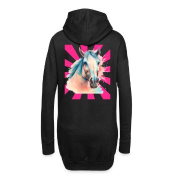 Pferd Pferde Pony Reiterin Retro - Hoodie-Kleid - Schwarz - Hinten