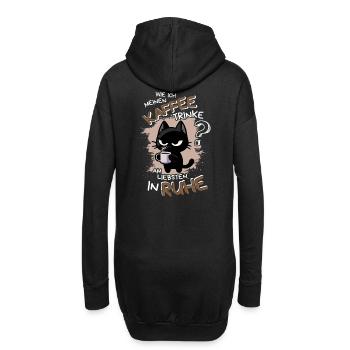 Kaffee und Ruhe – schwarze Katze am Limit - Hoodie-Kleid - Schwarz - Hinten