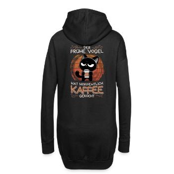 Der frühe Vogel bringt besser Kaffee mit - Hoodie-Kleid - Schwarz - Hinten